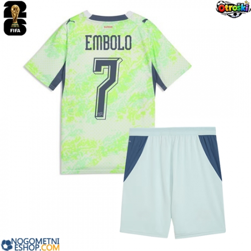 Otroški Nogometni dresi Švica Breel Embolo #7 Gostujoči SP 2026 Kratek Rokav (+ Kratke hlače)